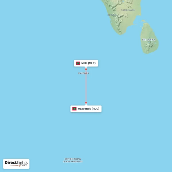 Maavarulu - Male direct flight map