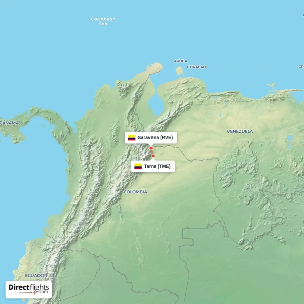 Saravena - Tame direct flight map