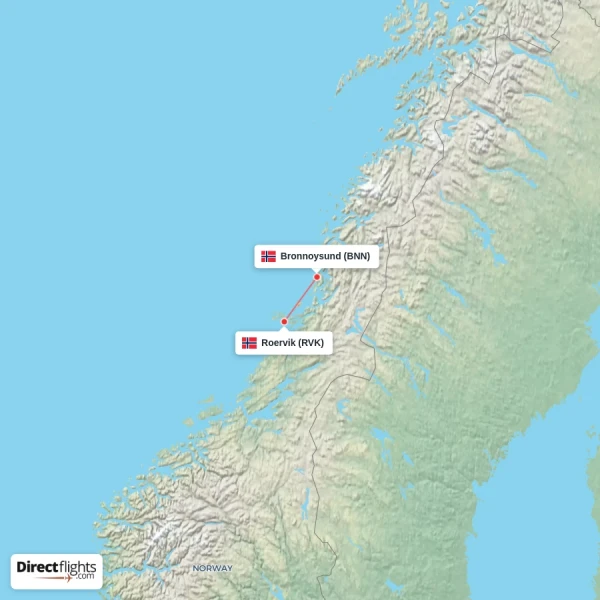 Roervik - Bronnoysund direct flight map
