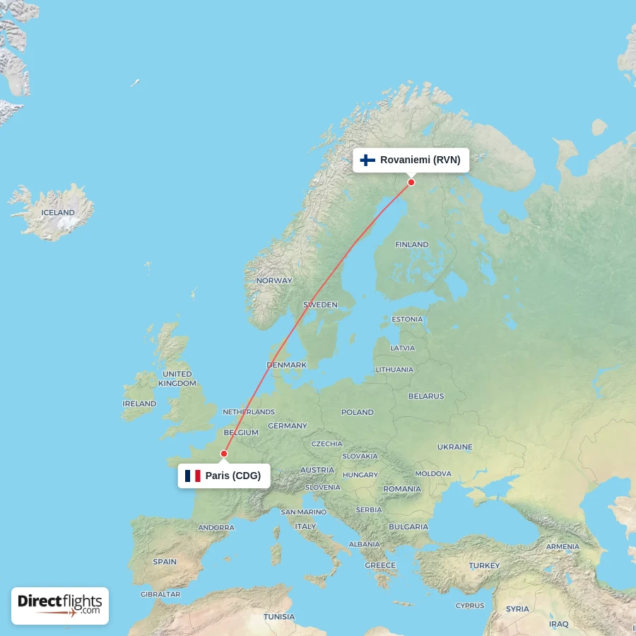 RVN - CDG route map