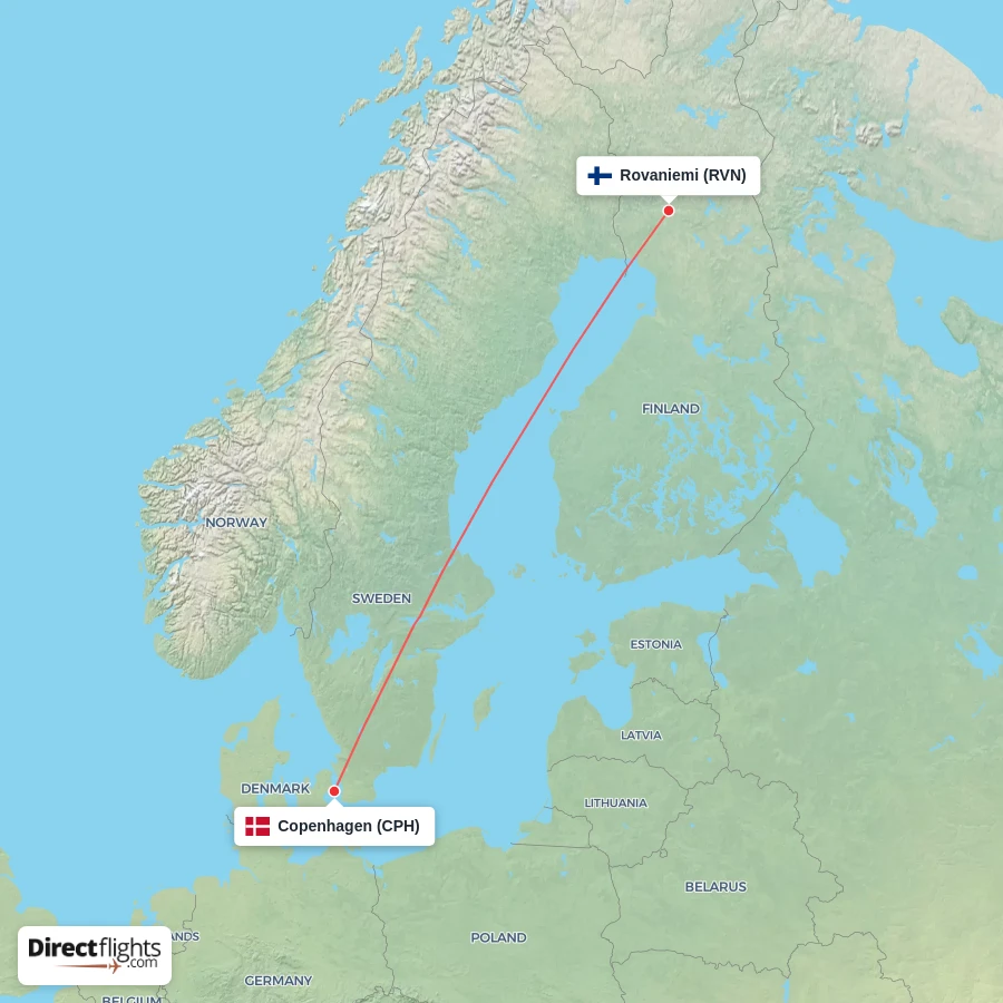 RVN - CPH route map