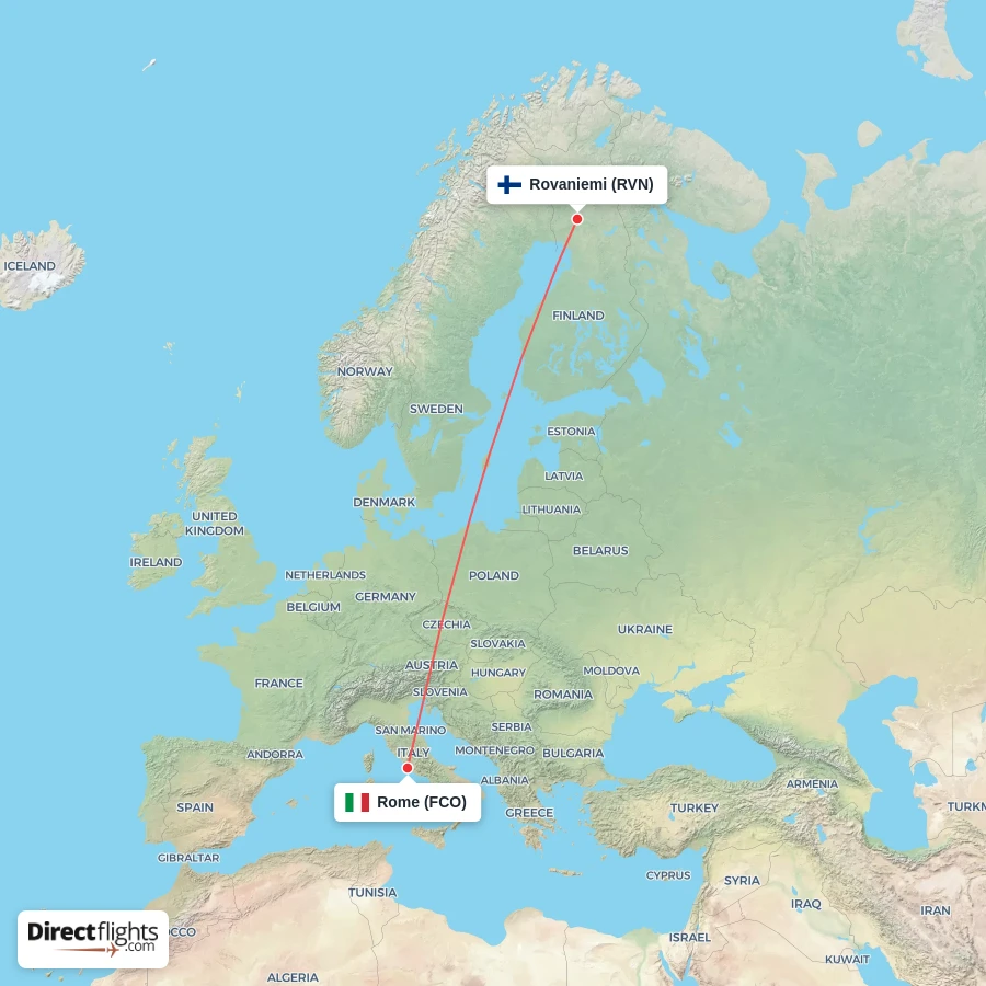 RVN - FCO route map
