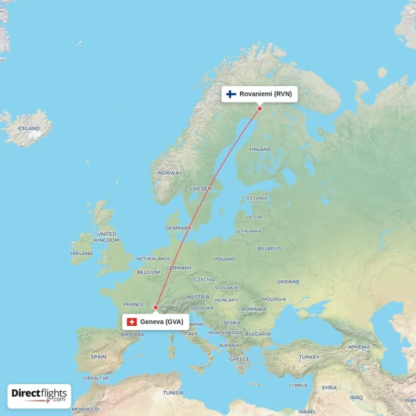 Rovaniemi - Geneva direct flight map