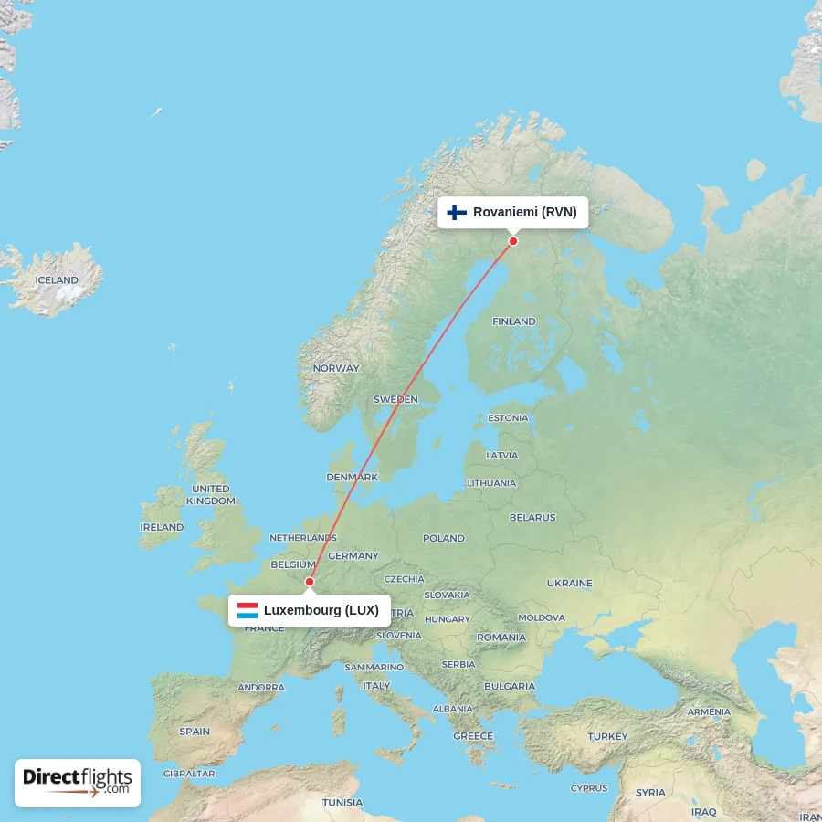 RVN - LUX route map