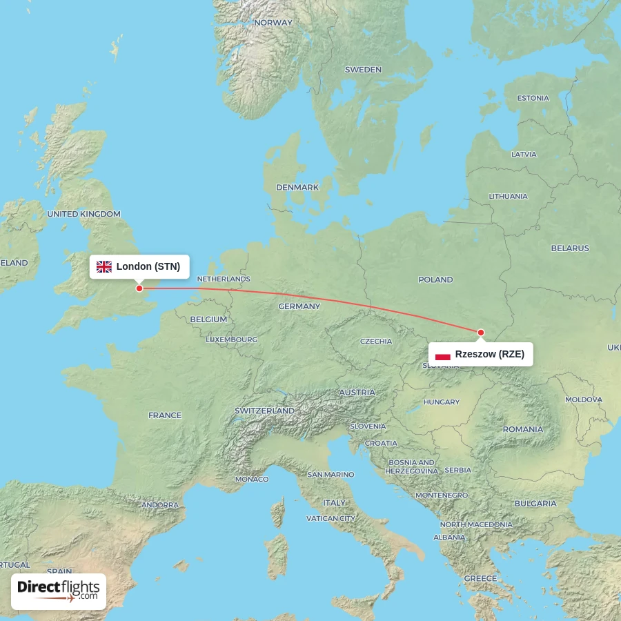 RZE - STN route map