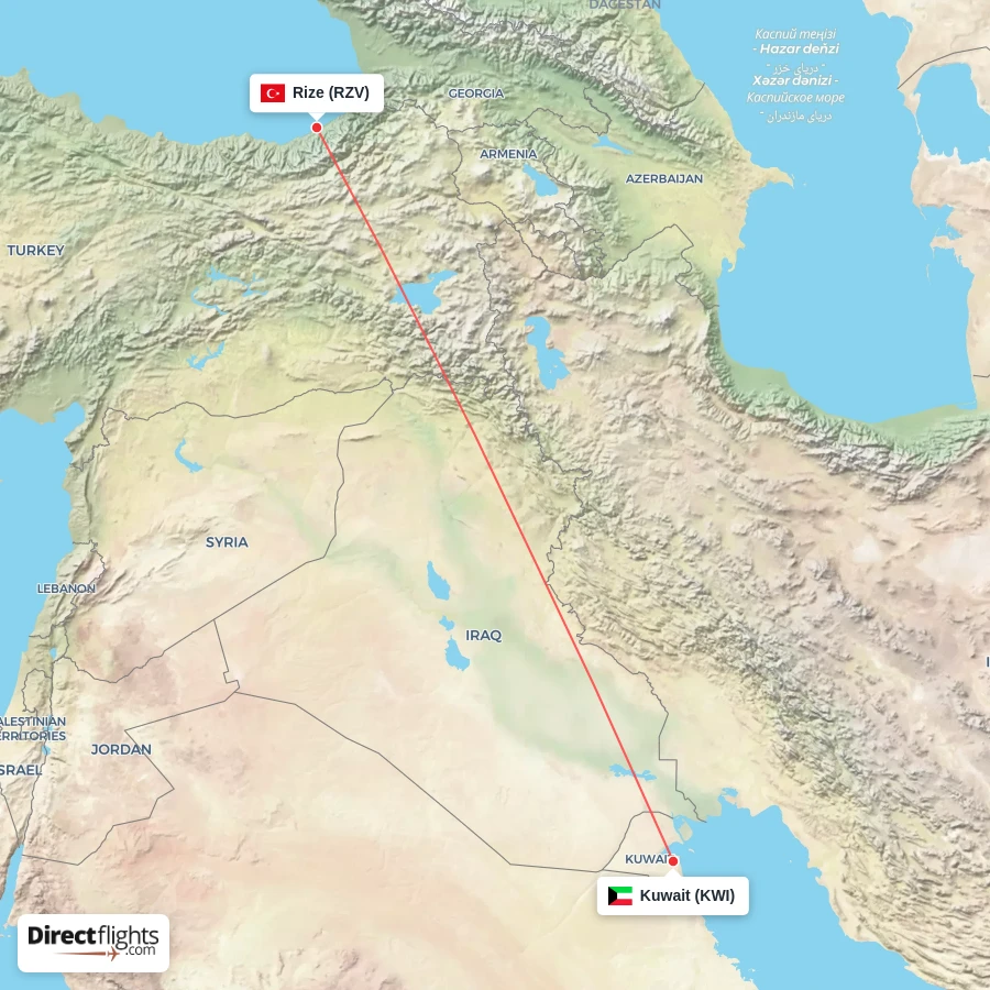 RZV - KWI route map