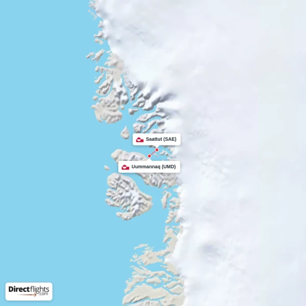 Saattut - Uummannaq direct flight map