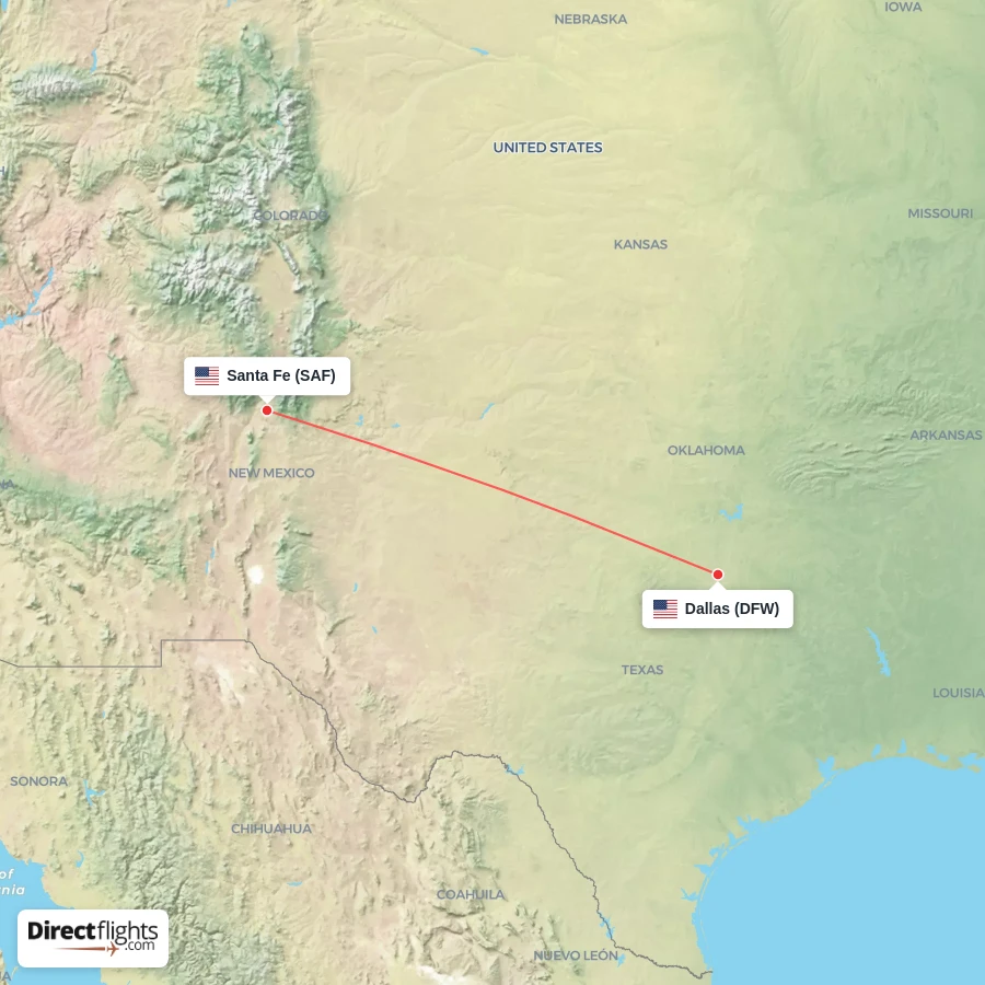 SAF - DFW route map