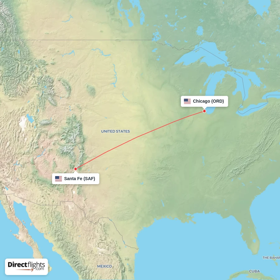 SAF - ORD route map