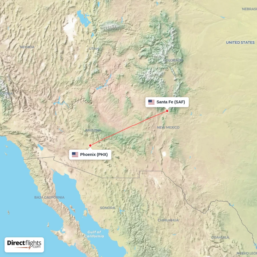 SAF - PHX route map