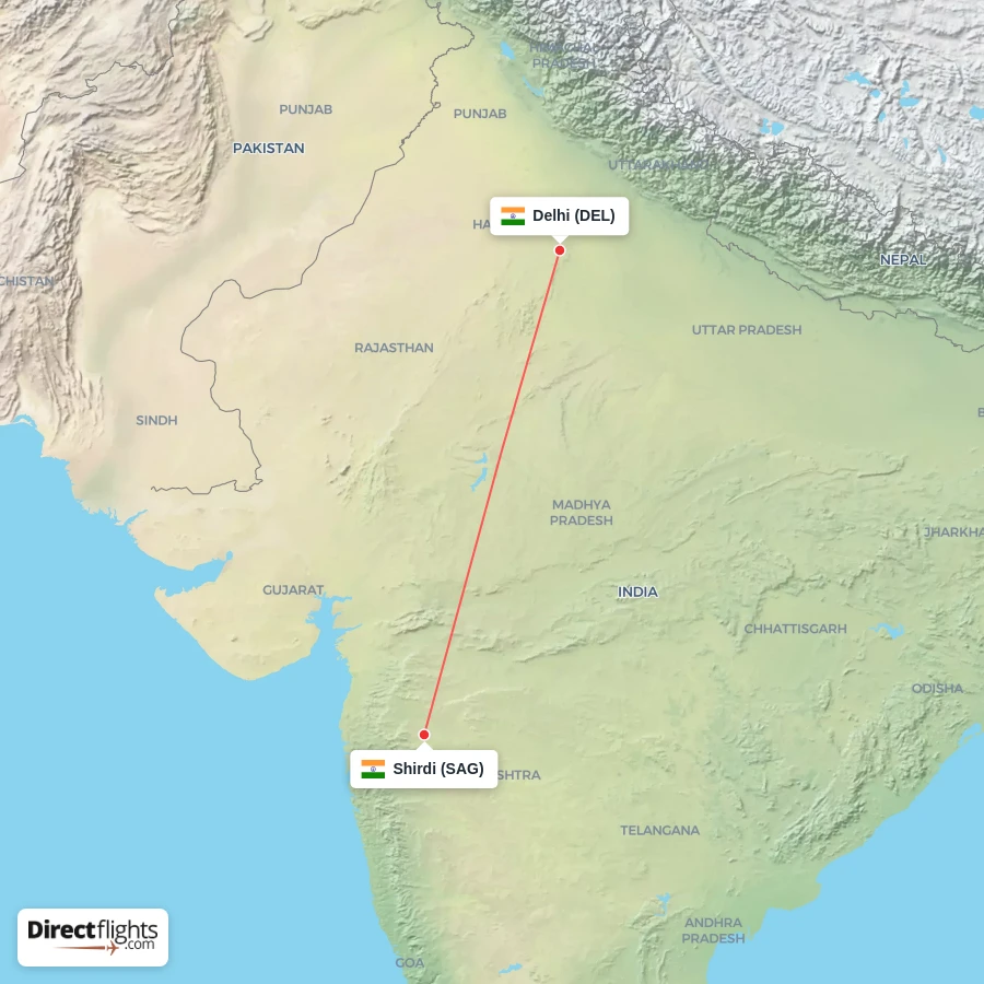 SAG - DEL route map