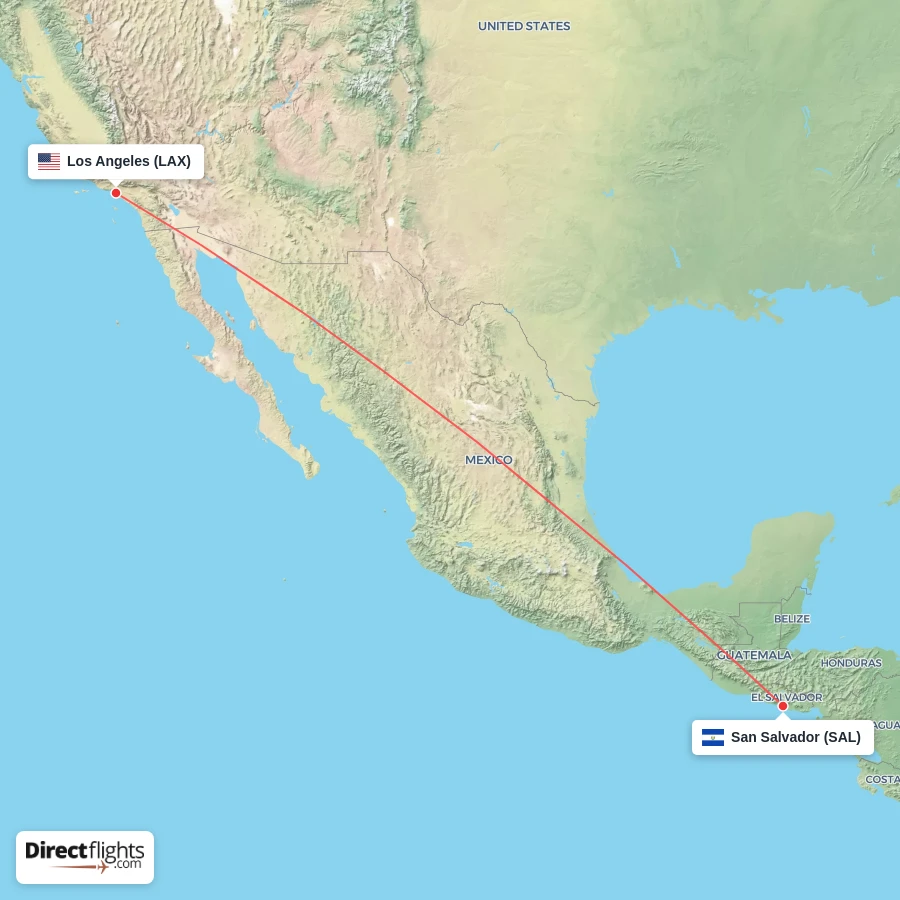 SAL - LAX route map