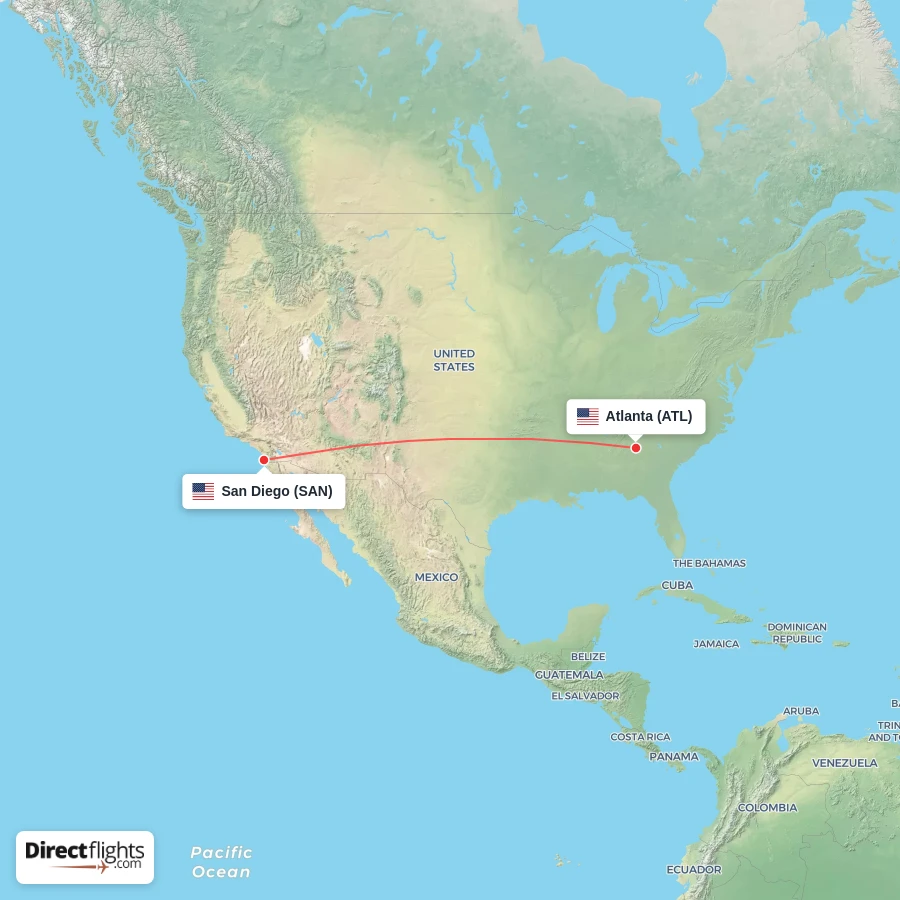 SAN - ATL route map