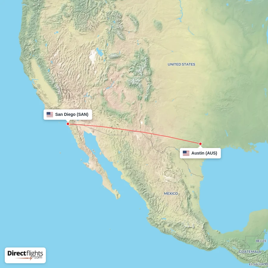 SAN - AUS route map