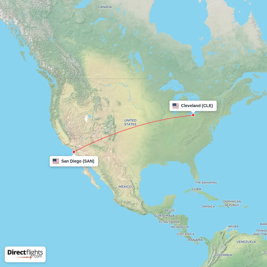 SAN - CLE route map