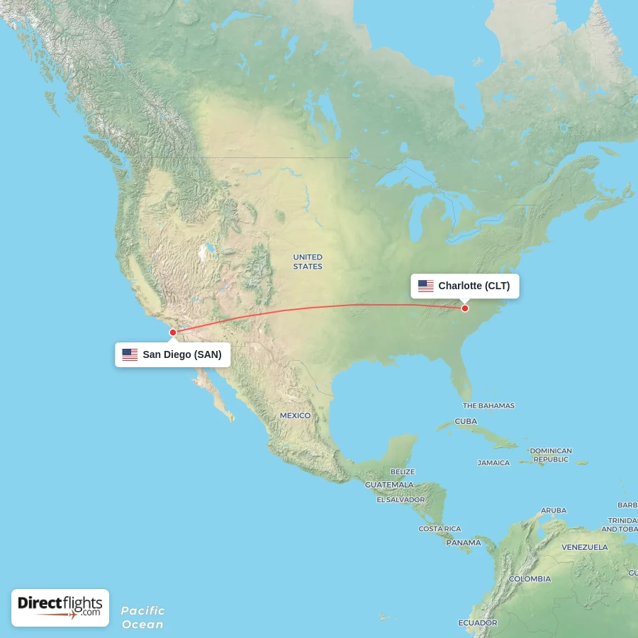 SAN - CLT route map