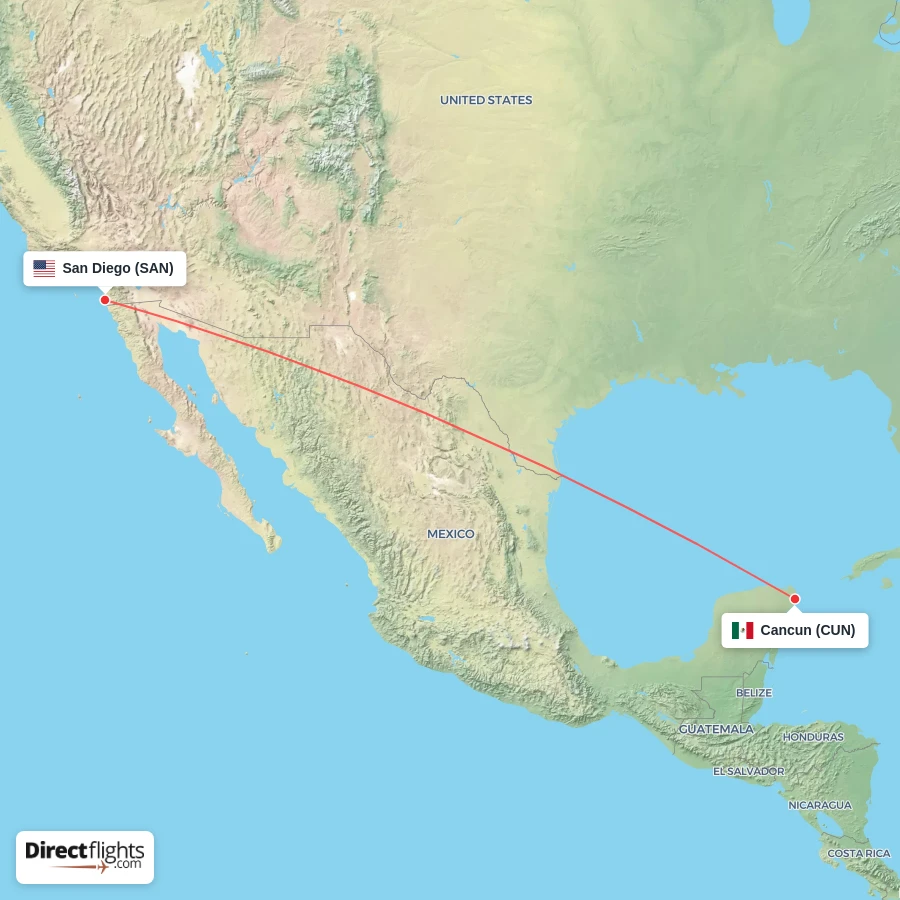 SAN - CUN route map