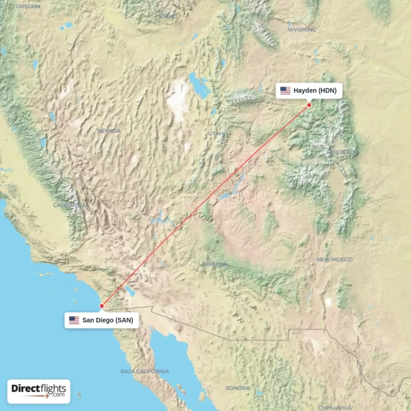 San Diego - Hayden direct flight map