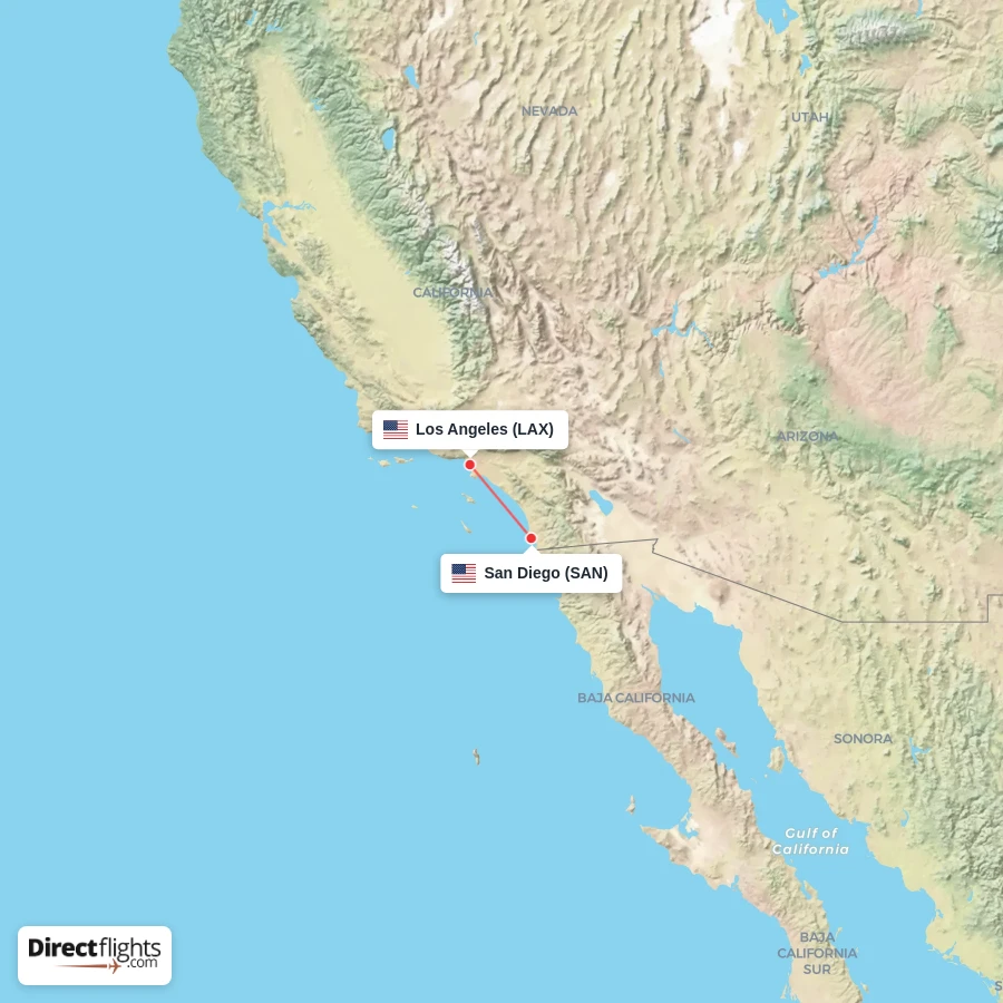 SAN - LAX route map