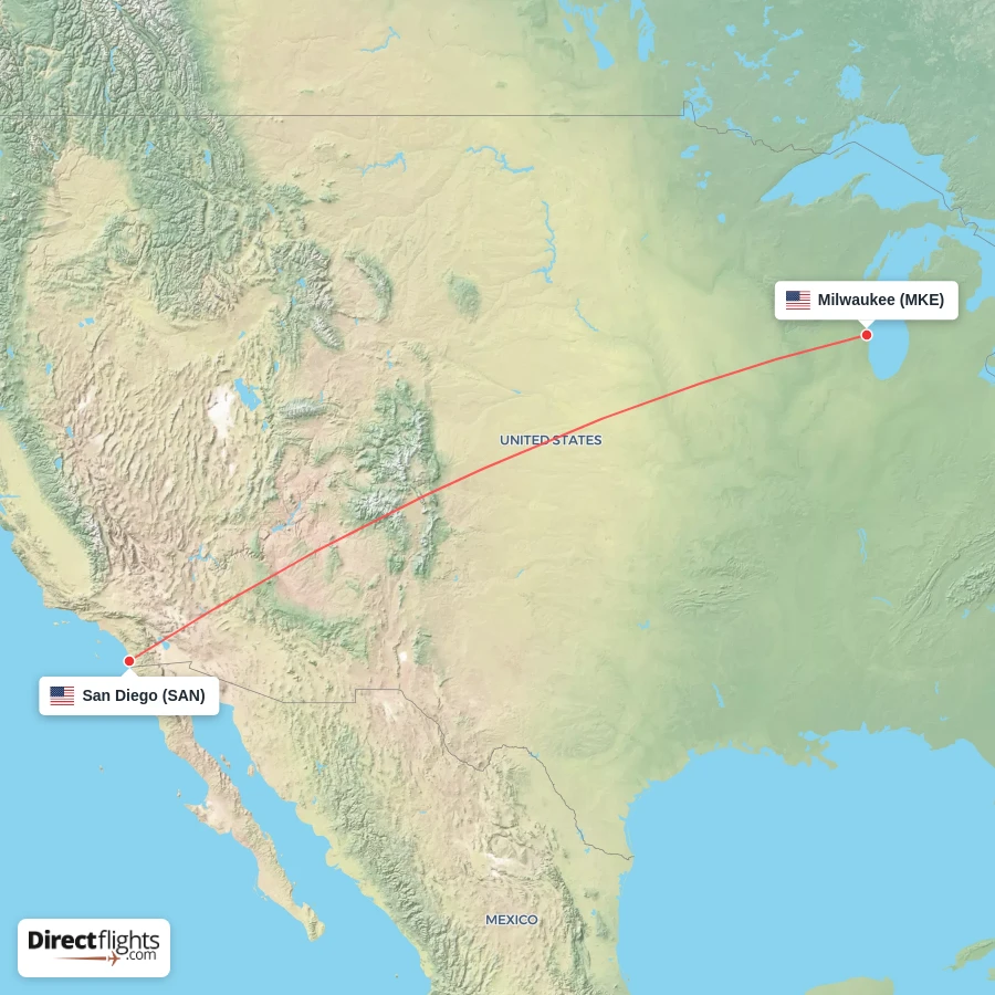 SAN - MKE route map