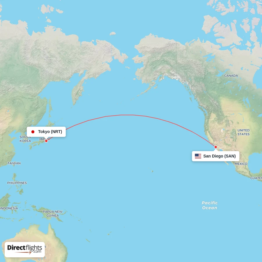SAN - NRT route map