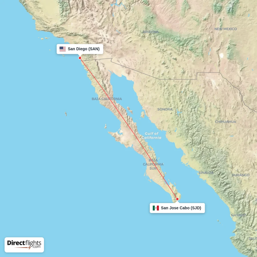 SAN - SJD route map