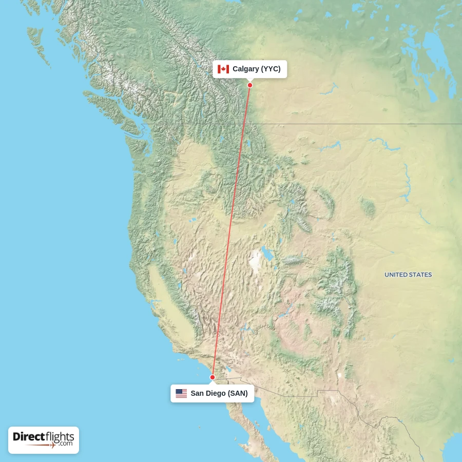 SAN - YYC route map