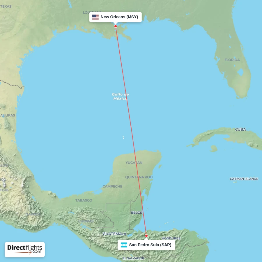 SAP - MSY route map