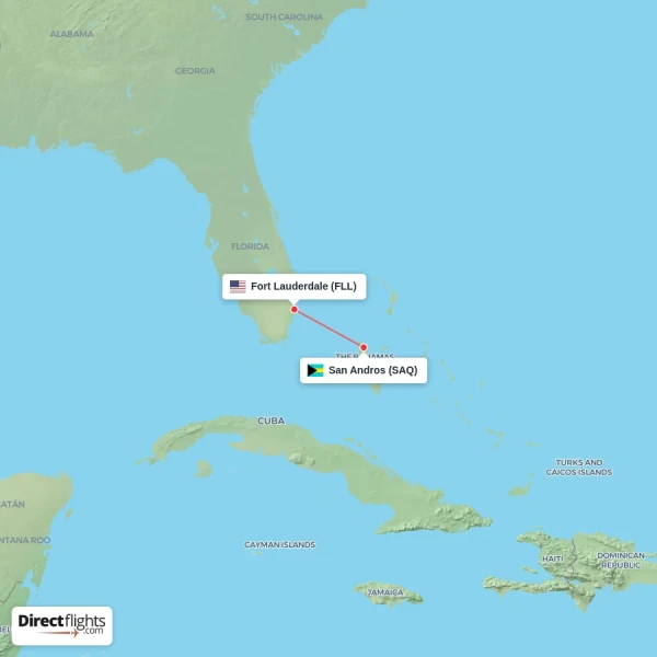 San Andros - Fort Lauderdale direct flight map