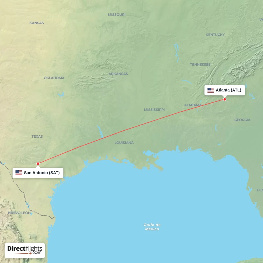 SAT - ATL route map