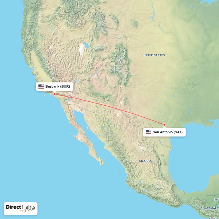 SAT - BUR route map