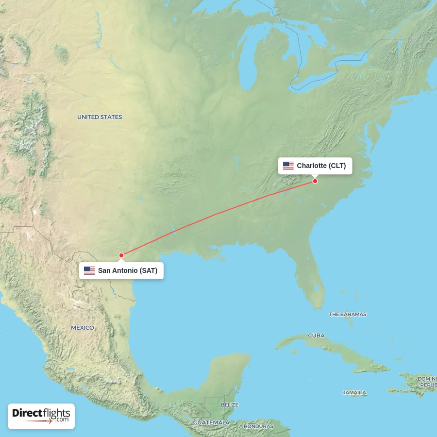 SAT - CLT route map