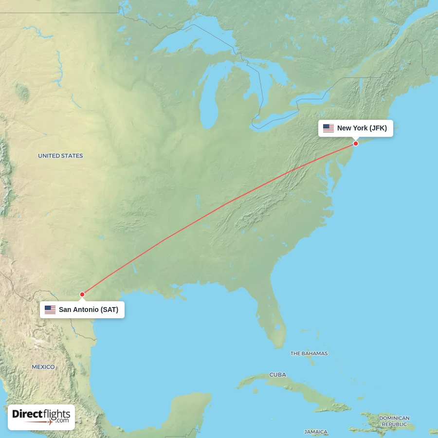SAT - JFK route map