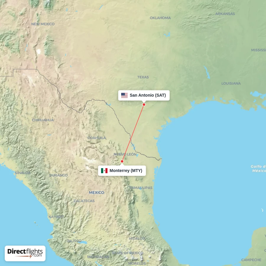 SAT - MTY route map