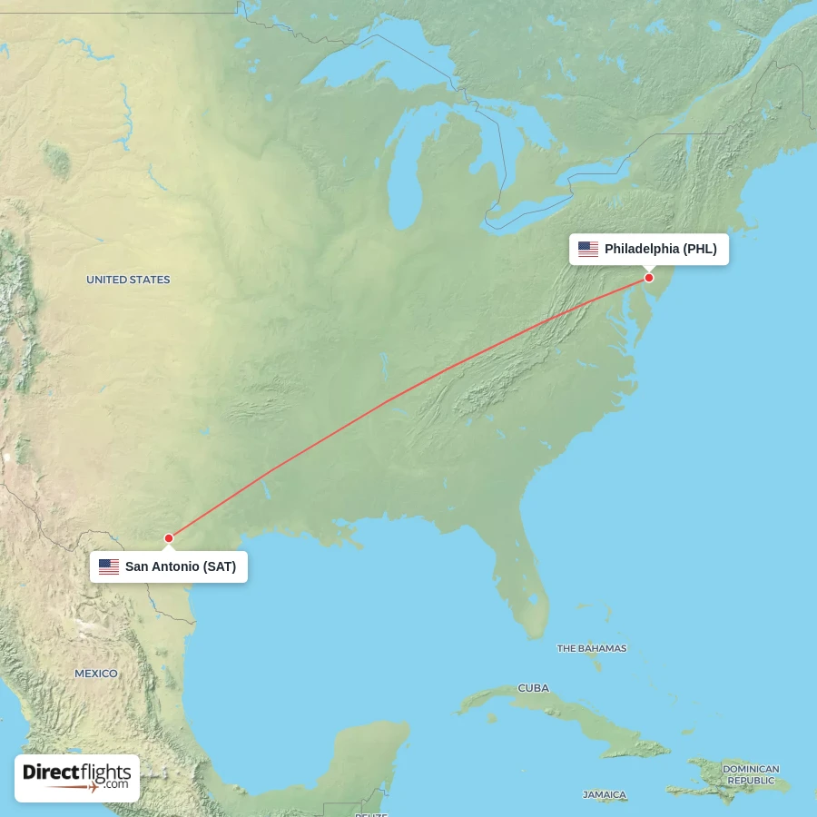SAT - PHL route map