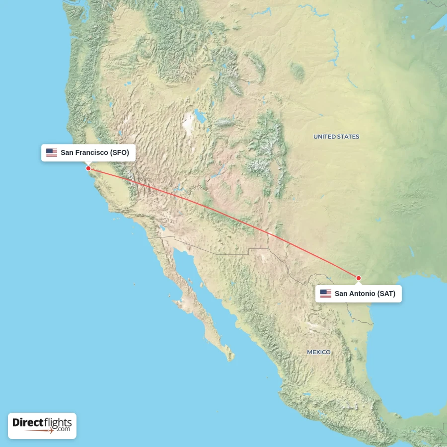 SAT - SFO route map