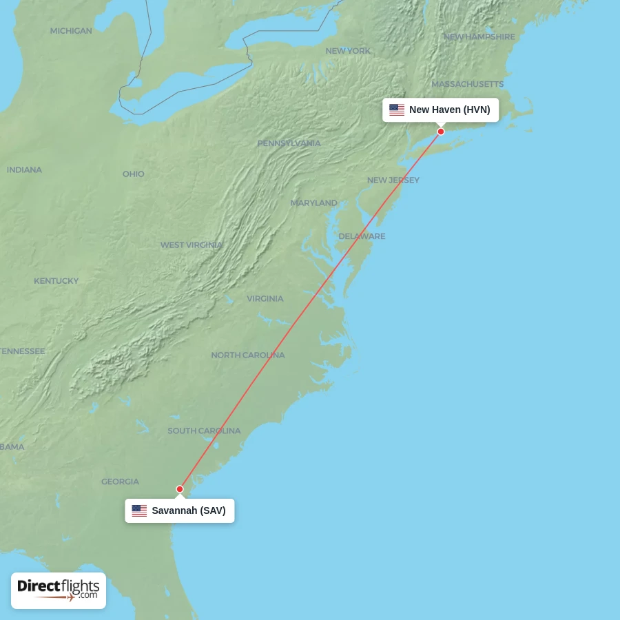 SAV - HVN route map