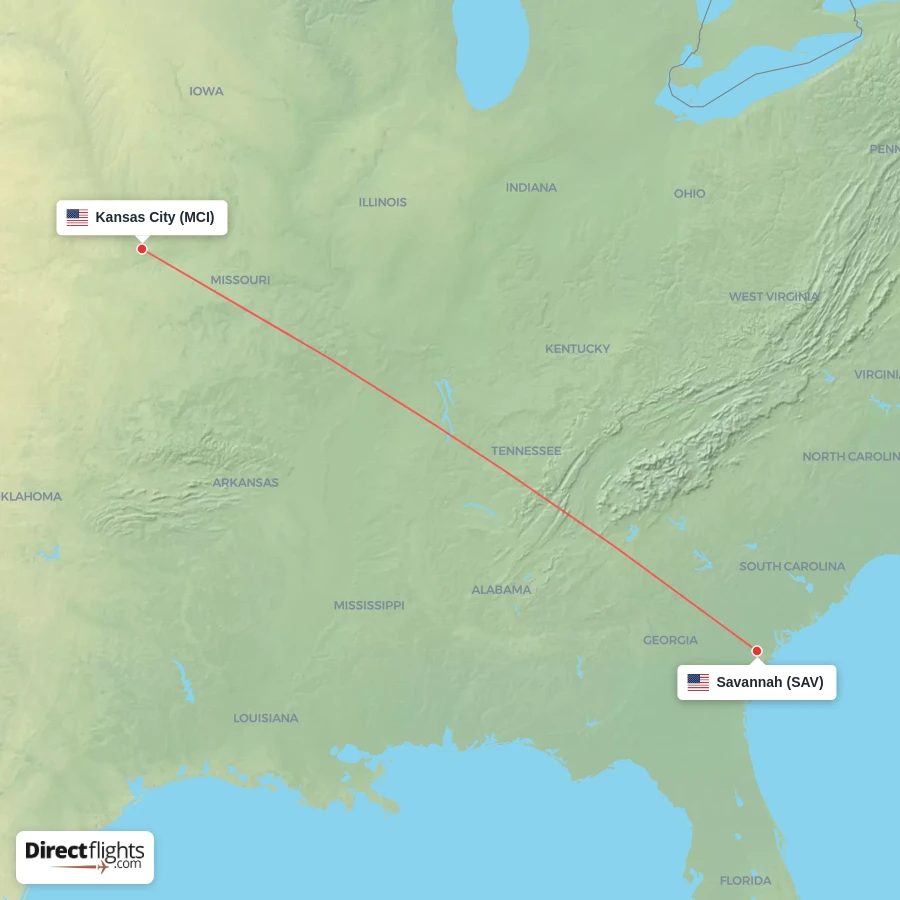 SAV - MCI route map