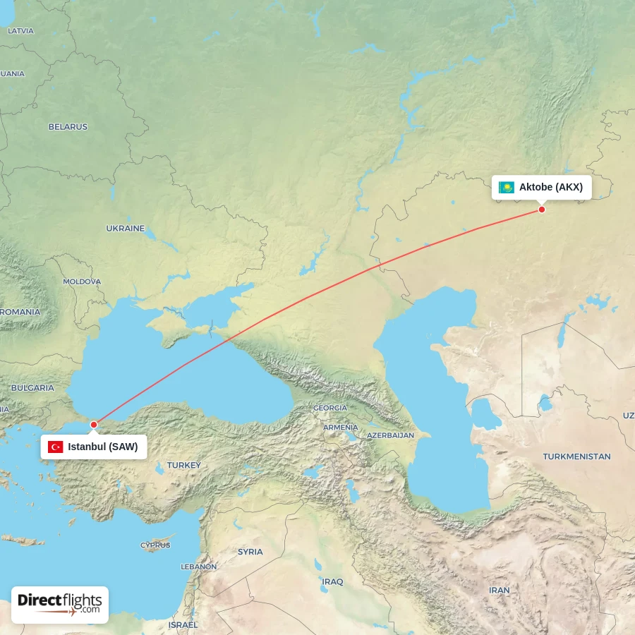 SAW - AKX route map