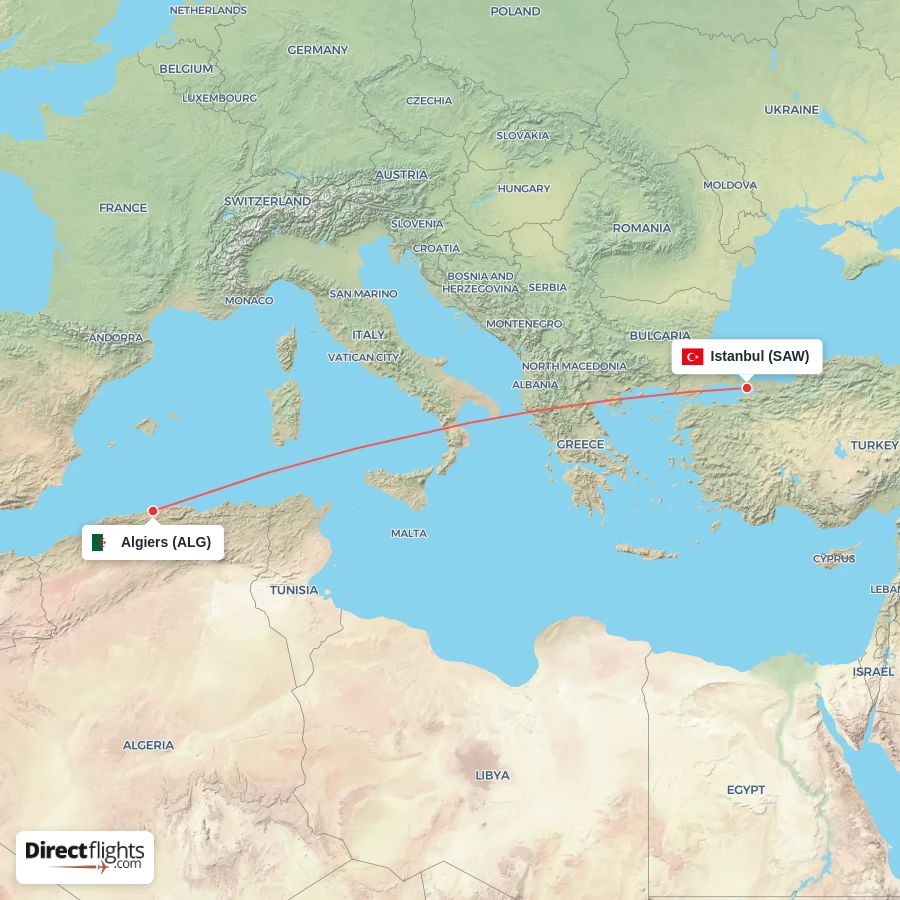 SAW - ALG route map