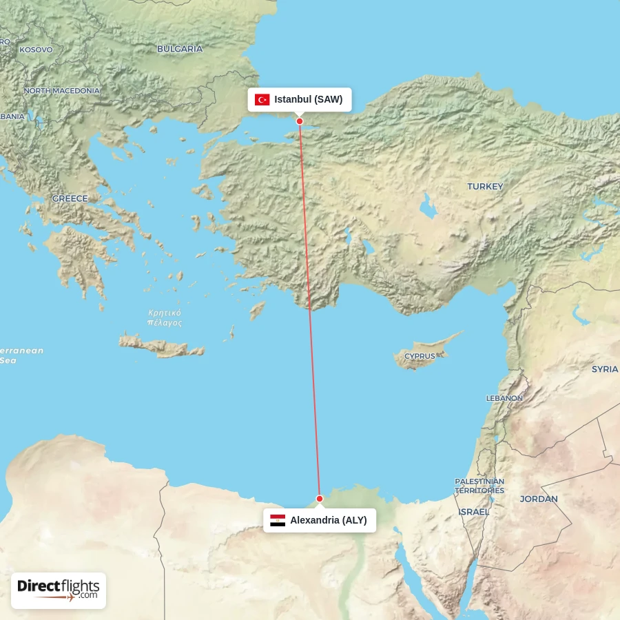 SAW - ALY route map