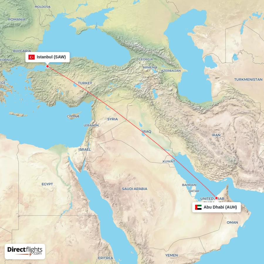 SAW - AUH route map