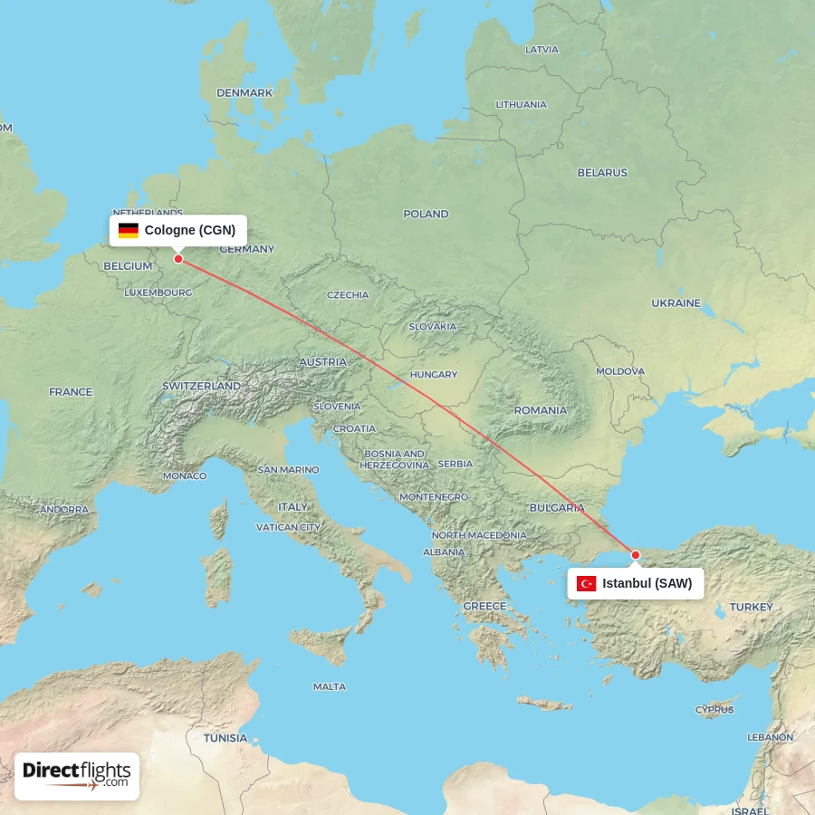 SAW - CGN route map