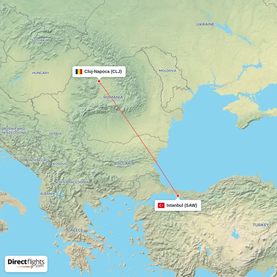 SAW - CLJ route map