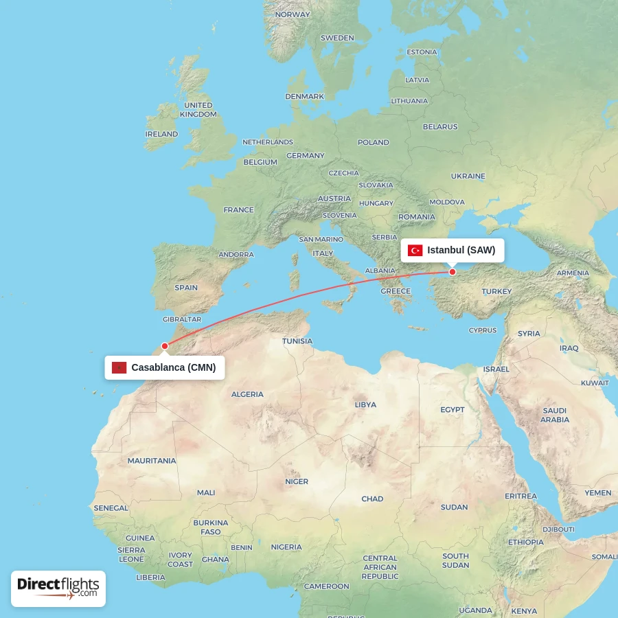 SAW - CMN route map