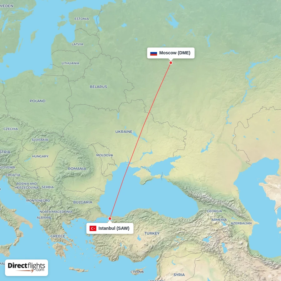 SAW - DME route map