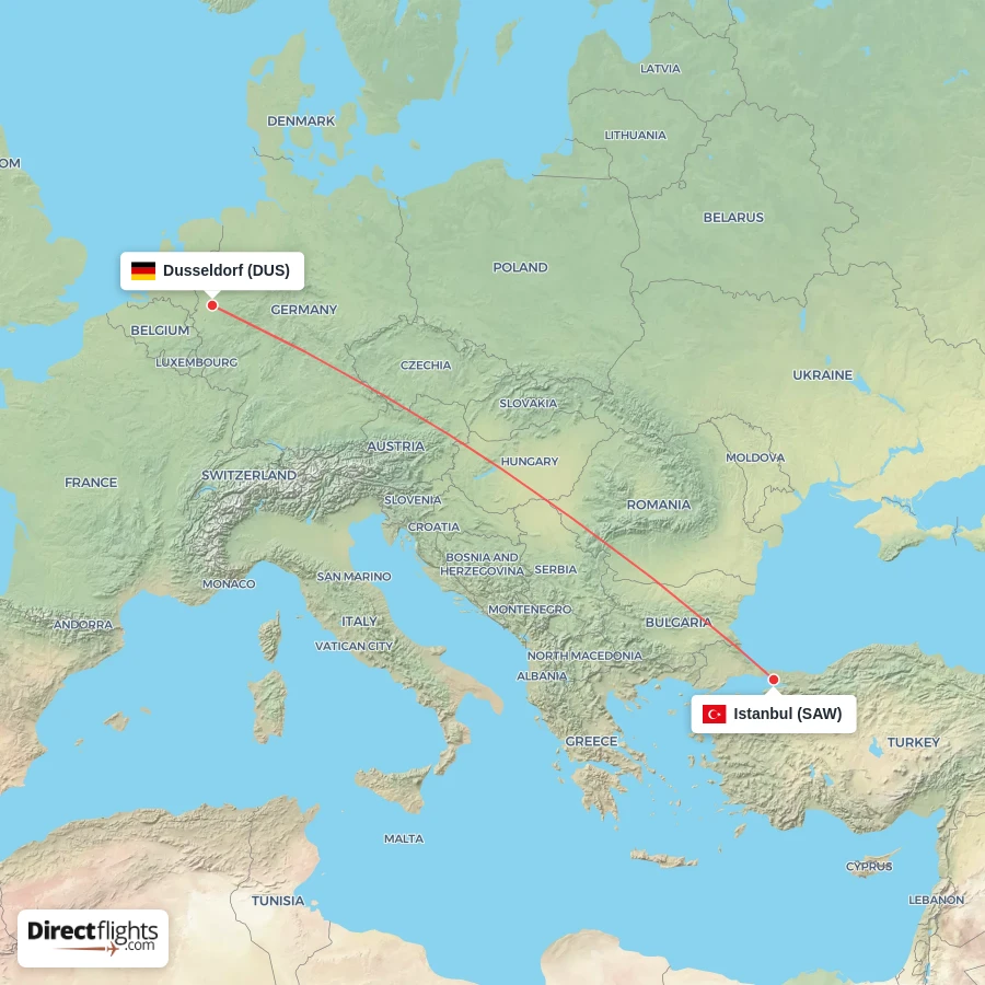 SAW - DUS route map