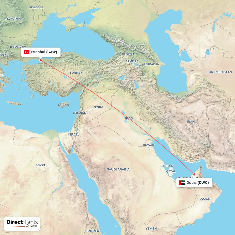 SAW - DWC route map