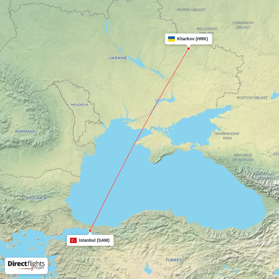 SAW - HRK route map