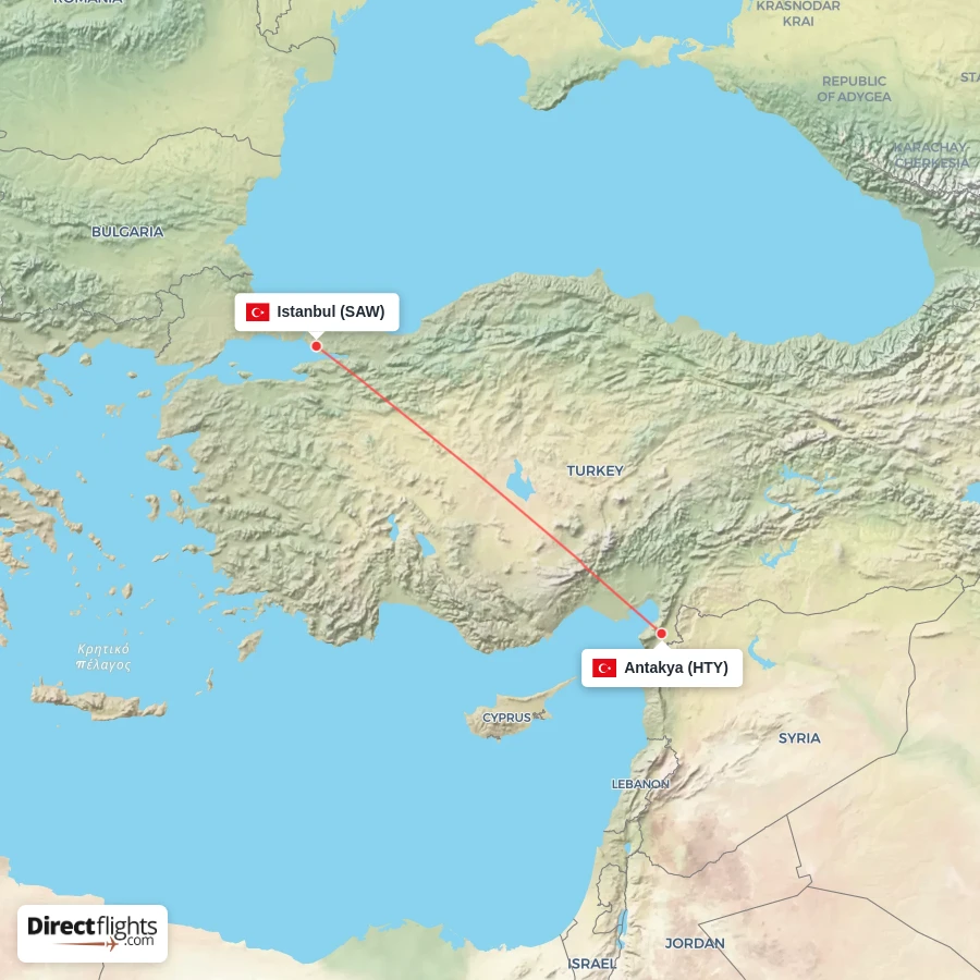 SAW - HTY route map